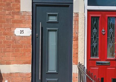 kp anthracite composite door custom house number in top light
